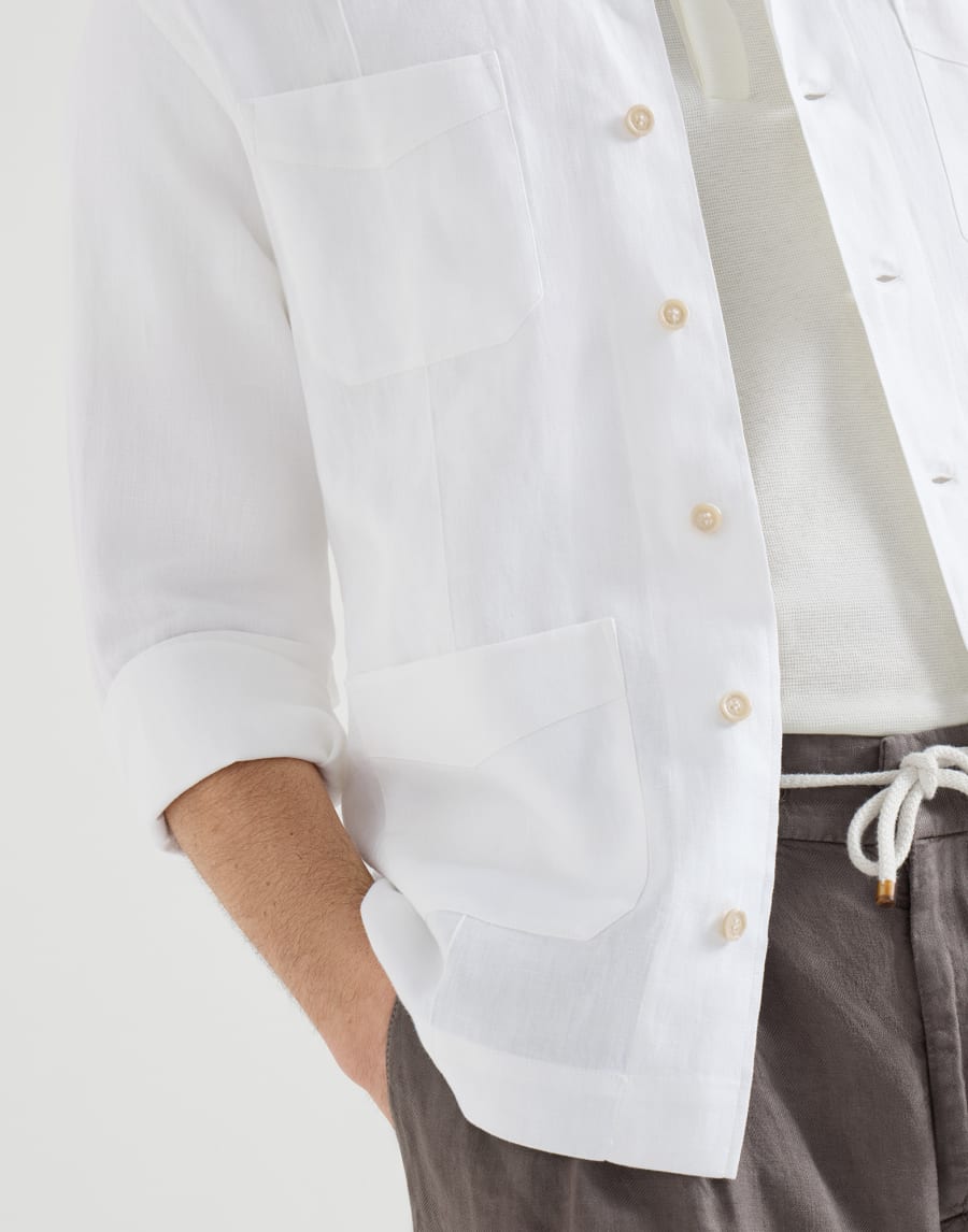 Diagonal guayabera White Man - Brunello Cucinelli
