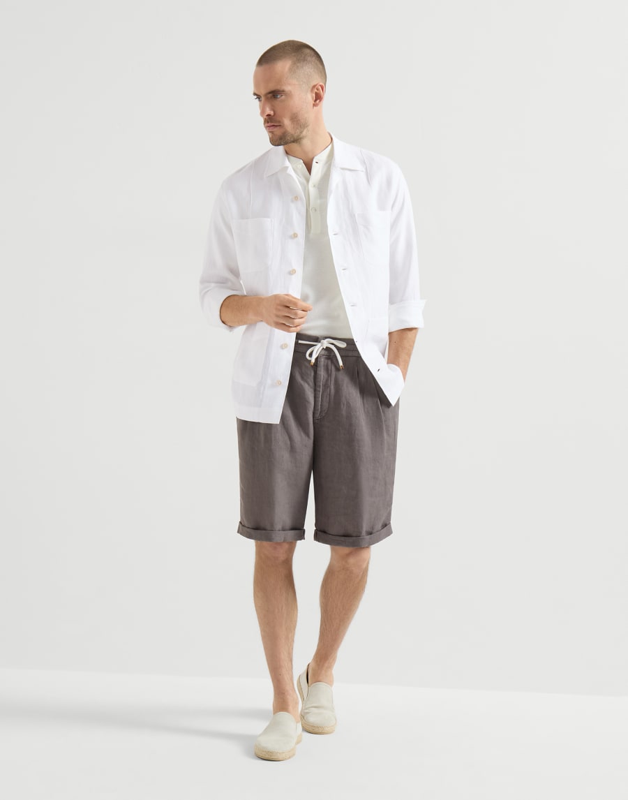 Diagonal guayabera White Man - Brunello Cucinelli