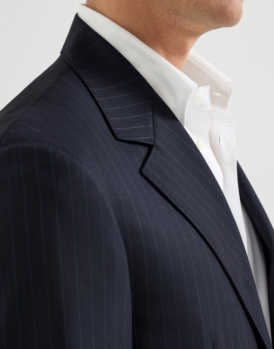 Chalk stripe blazer Navy Blue Man - Brunello Cucinelli