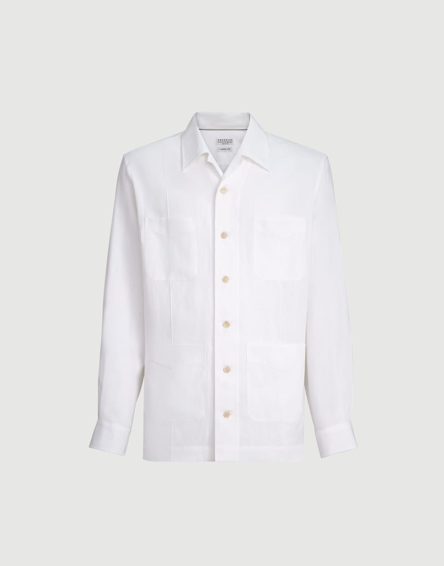 Diagonal guayabera White Man - Brunello Cucinelli