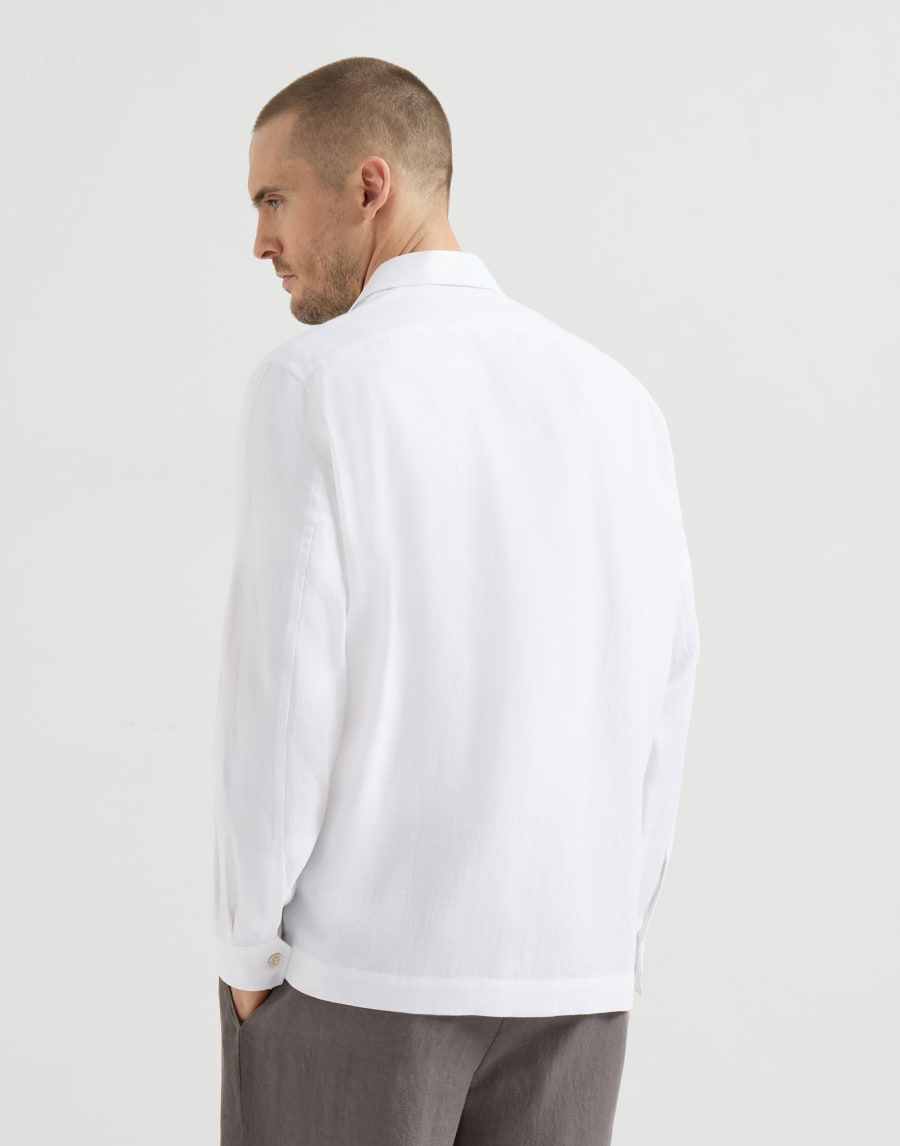 斜棱纹瓜亚贝拉衬衫 白色 男款 - Brunello Cucinelli