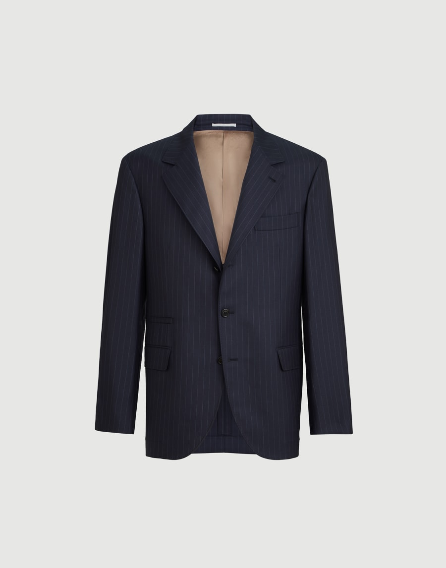 Chalk stripe blazer Navy Blue Man - Brunello Cucinelli
