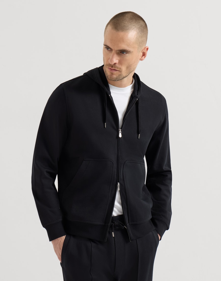Hooded zip-up sweatshirt Black Man - Brunello Cucinelli