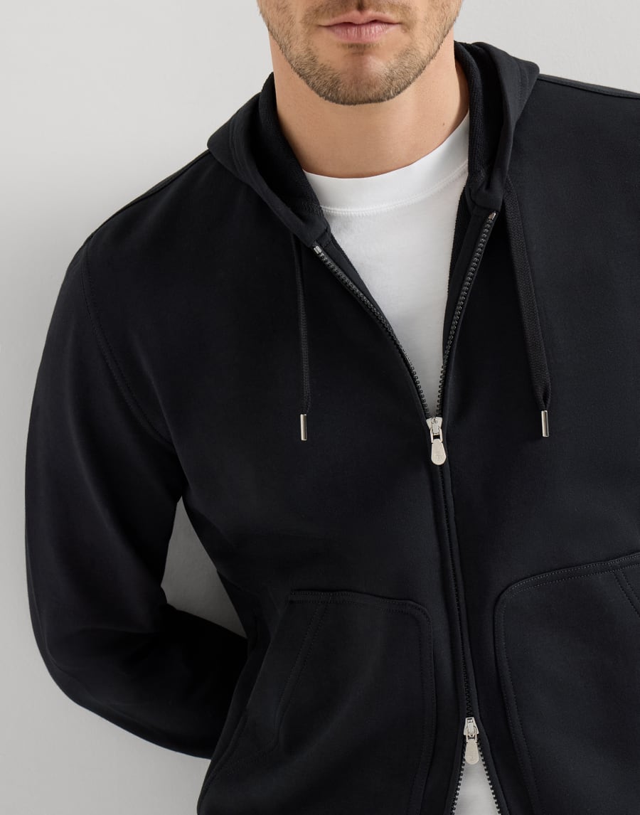 Hooded zip-up sweatshirt Black Man - Brunello Cucinelli