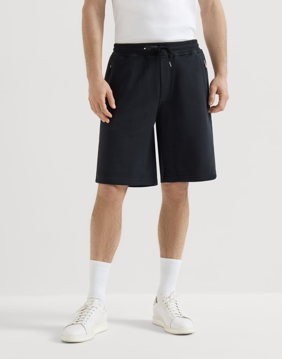 French terry Bermuda shorts Black Man - Brunello Cucinelli