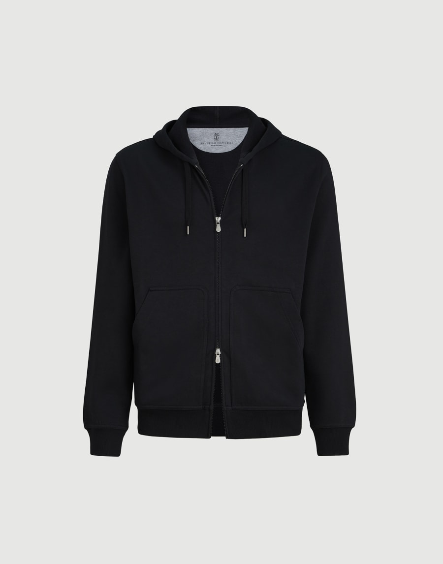 Hooded zip-up sweatshirt Black Man - Brunello Cucinelli