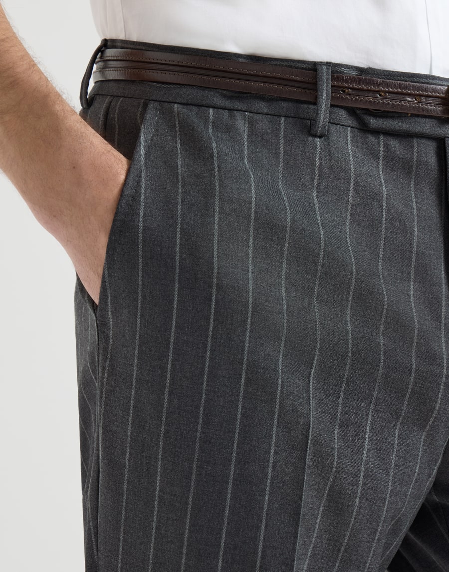 Wide chalk stripe trousers Grey Man - Brunello Cucinelli