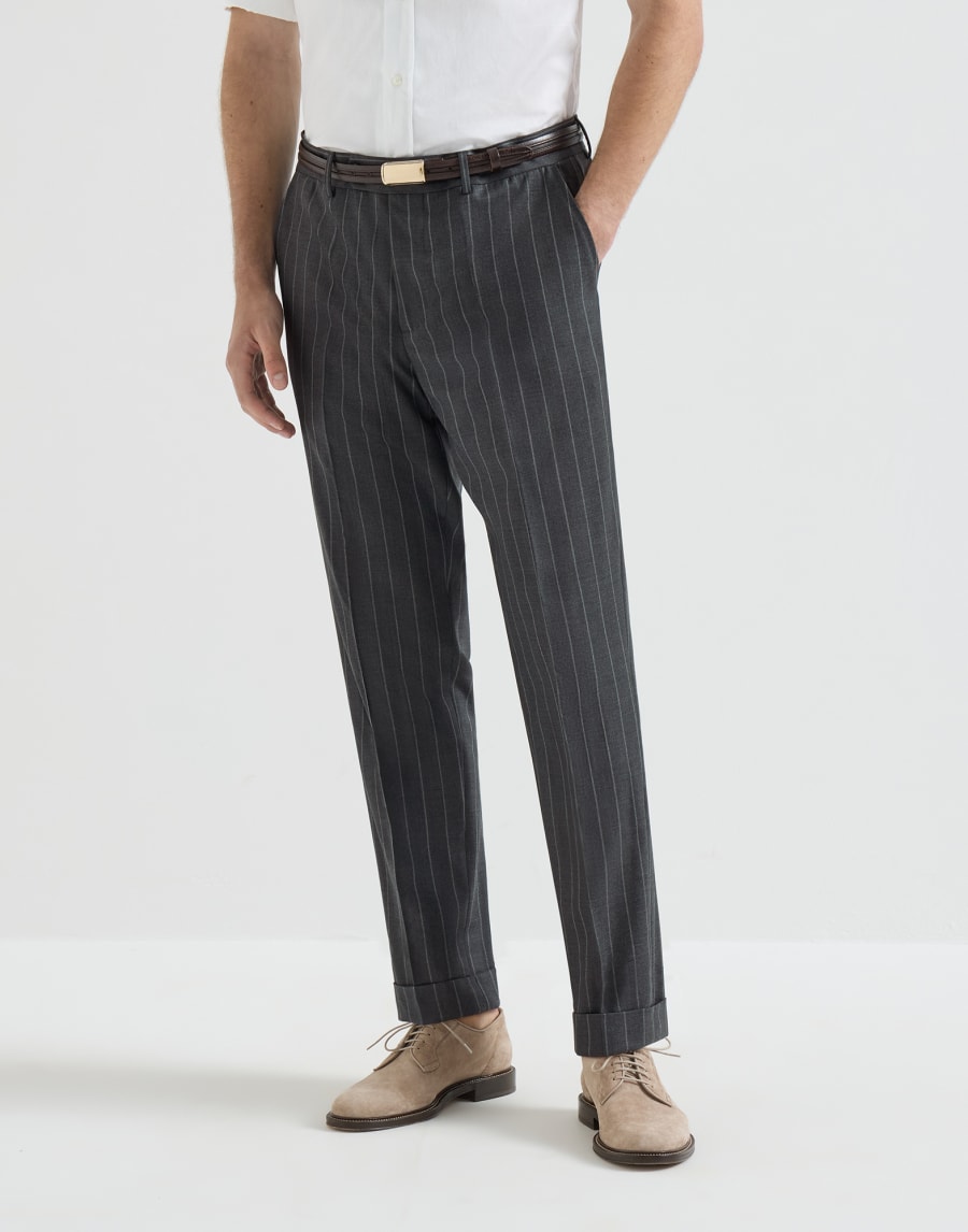 Wide chalk stripe trousers Grey Man - Brunello Cucinelli