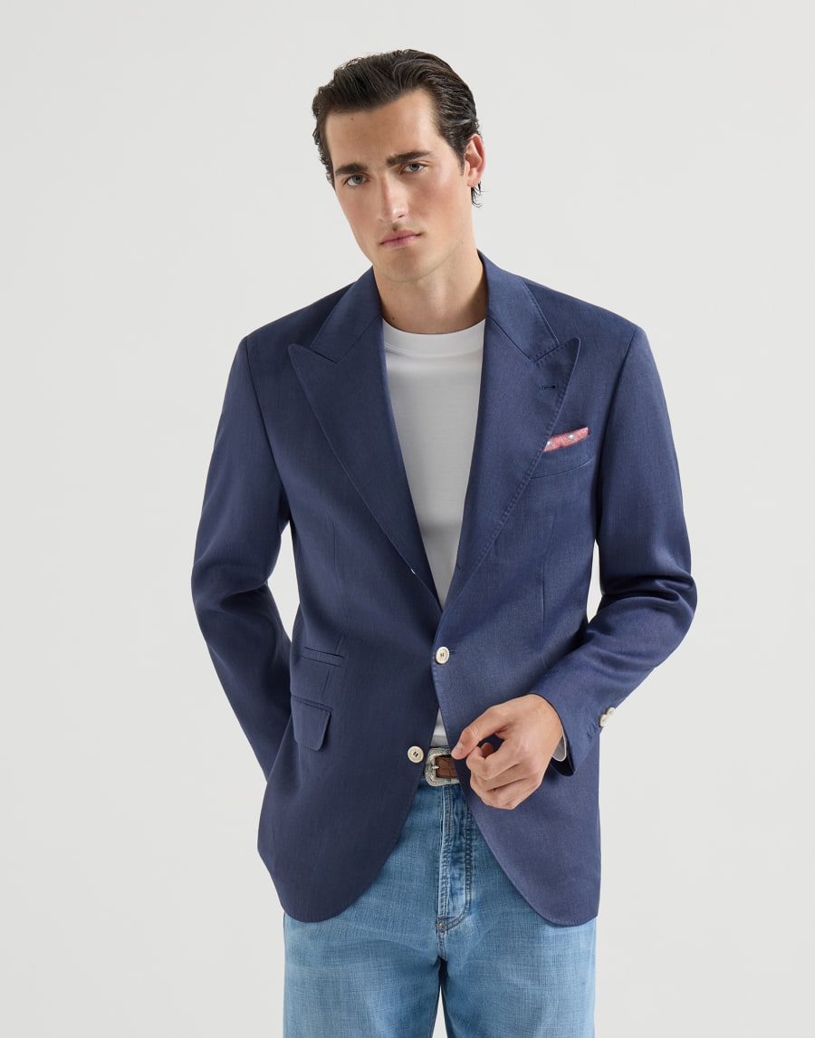 Blazer with peak lapel Denim Man - Brunello Cucinelli