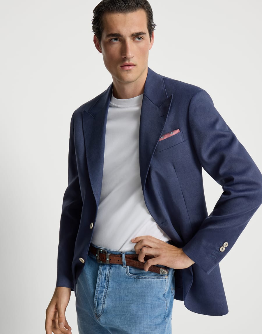 Sakko mit Spitzrevers Jeansblau Herren - Brunello Cucinelli