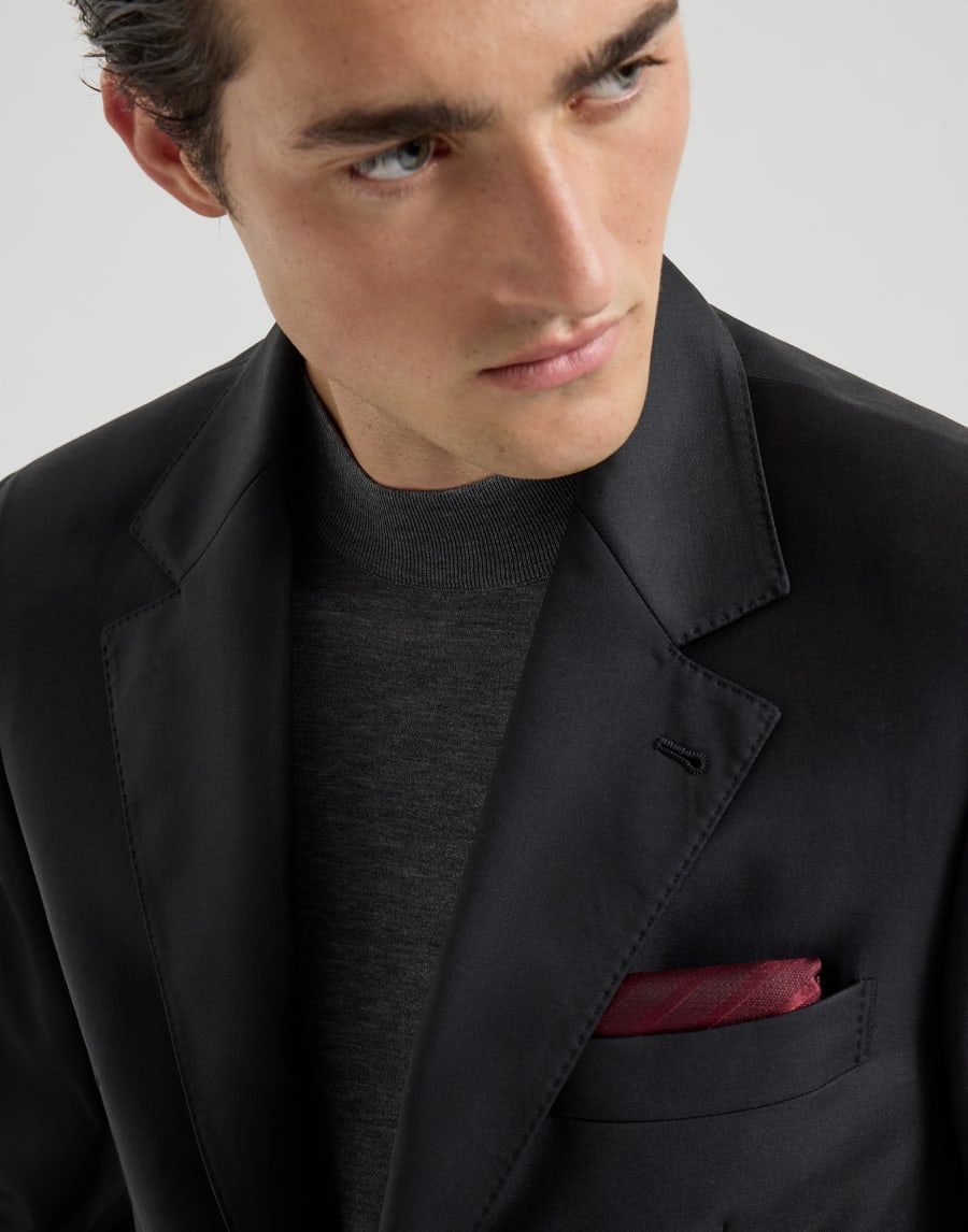 Giacca in batavia Four Season di lana vergine 150'S Nero Uomo - Brunello Cucinelli