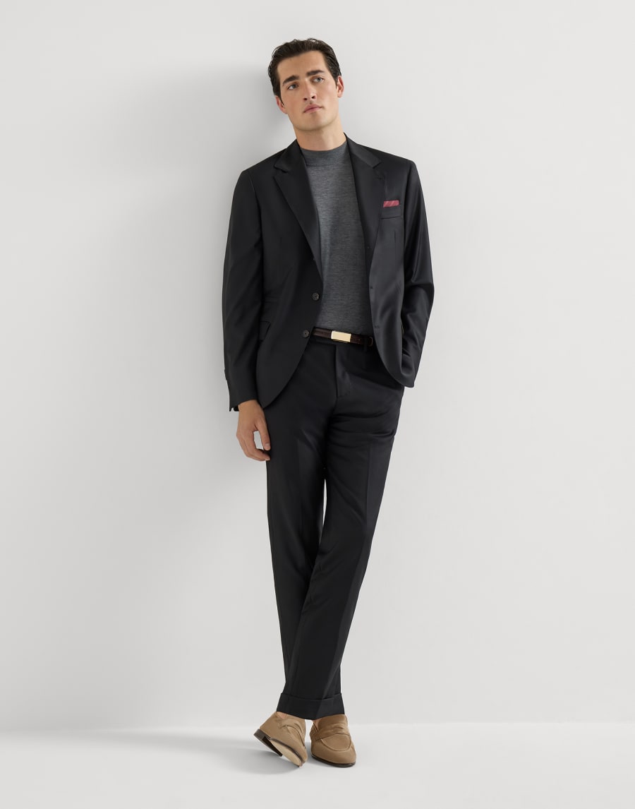 Giacca in batavia Four Season di lana vergine 150'S Nero Uomo - Brunello Cucinelli