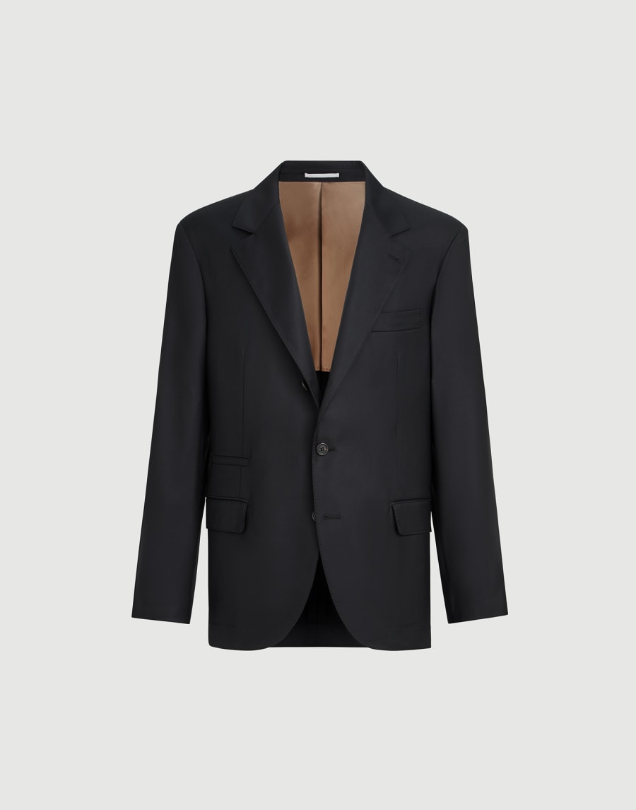 Giacca in batavia Four Season di lana vergine 150'S Nero Uomo - Brunello Cucinelli