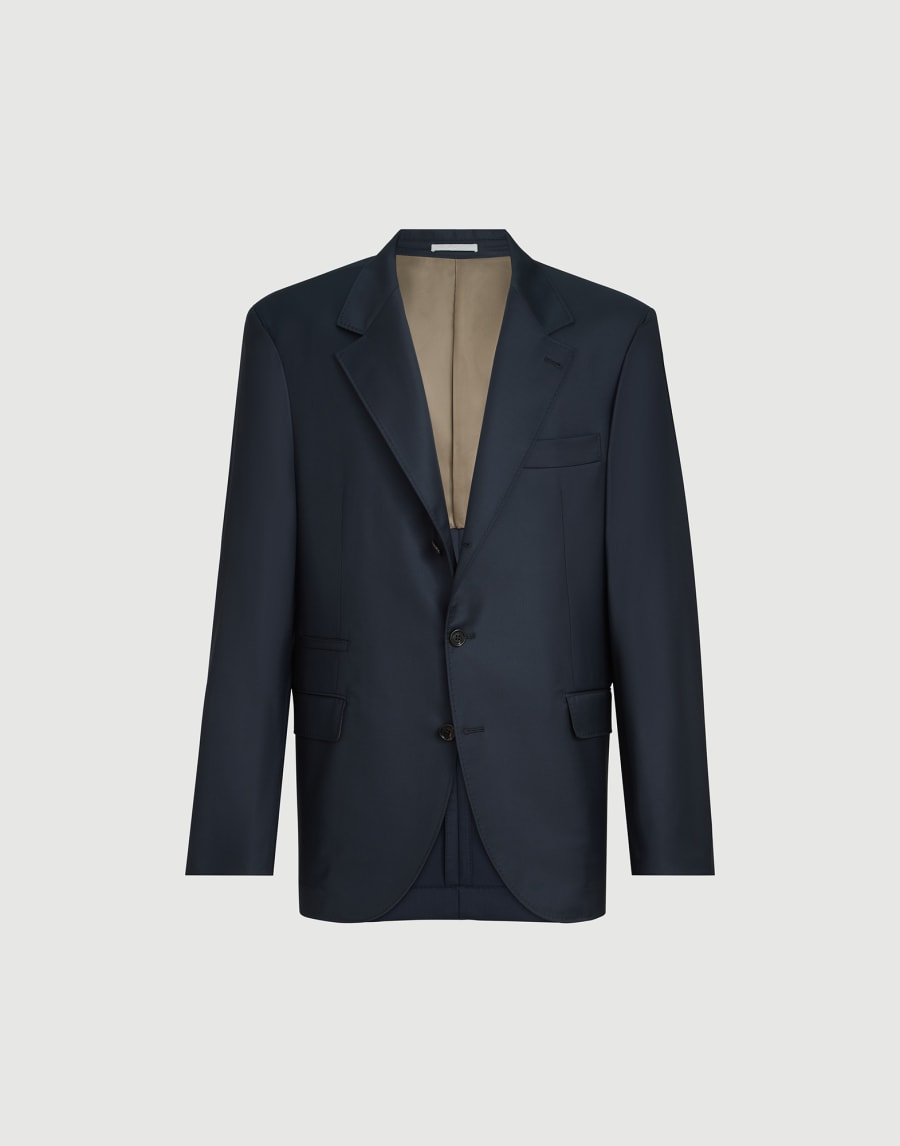 Super 150s virgin wool four season batavia twill blazer Navy Blue Man - Brunello Cucinelli