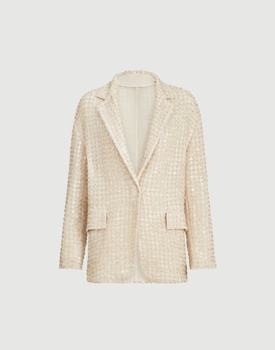 Blazer mit Dazzling Net Embroidery Creme Damen - Brunello Cucinelli