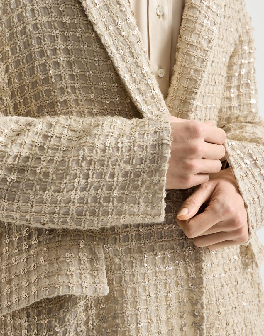 Blazer mit Dazzling Net Embroidery Creme Damen - Brunello Cucinelli