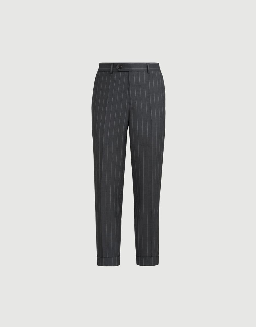 Wide chalk stripe trousers Grey Man - Brunello Cucinelli