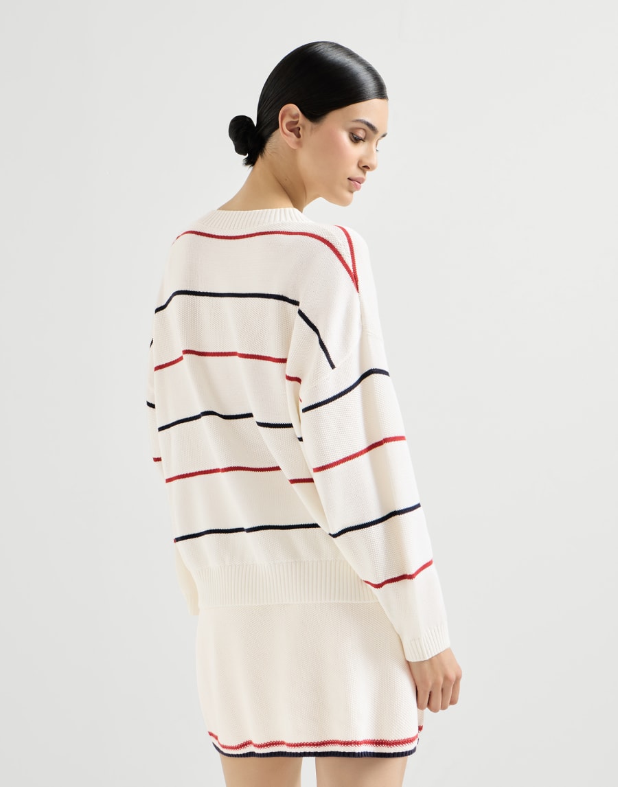 Pull Textured Stripe Panama Femme - Brunello Cucinelli