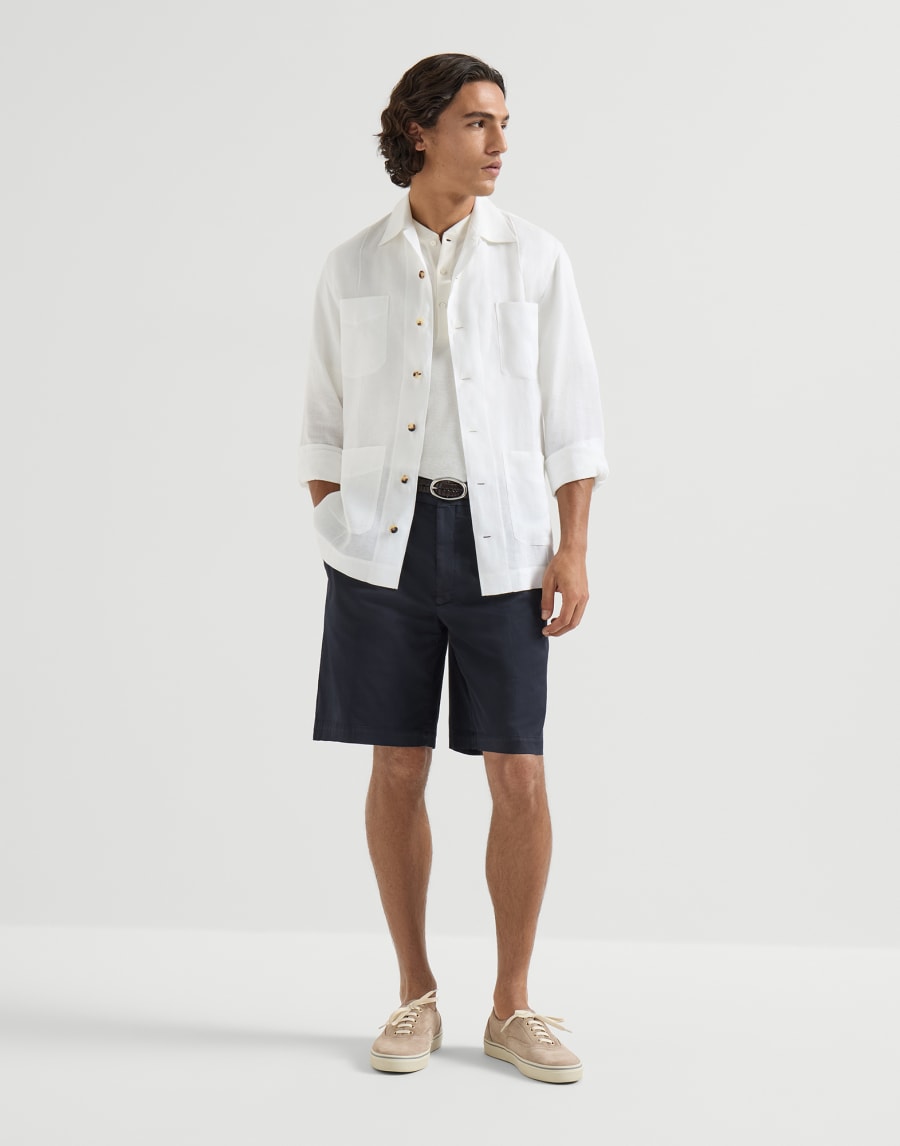 Garment-dyed Bermuda shorts Navy Blue Man - Brunello Cucinelli