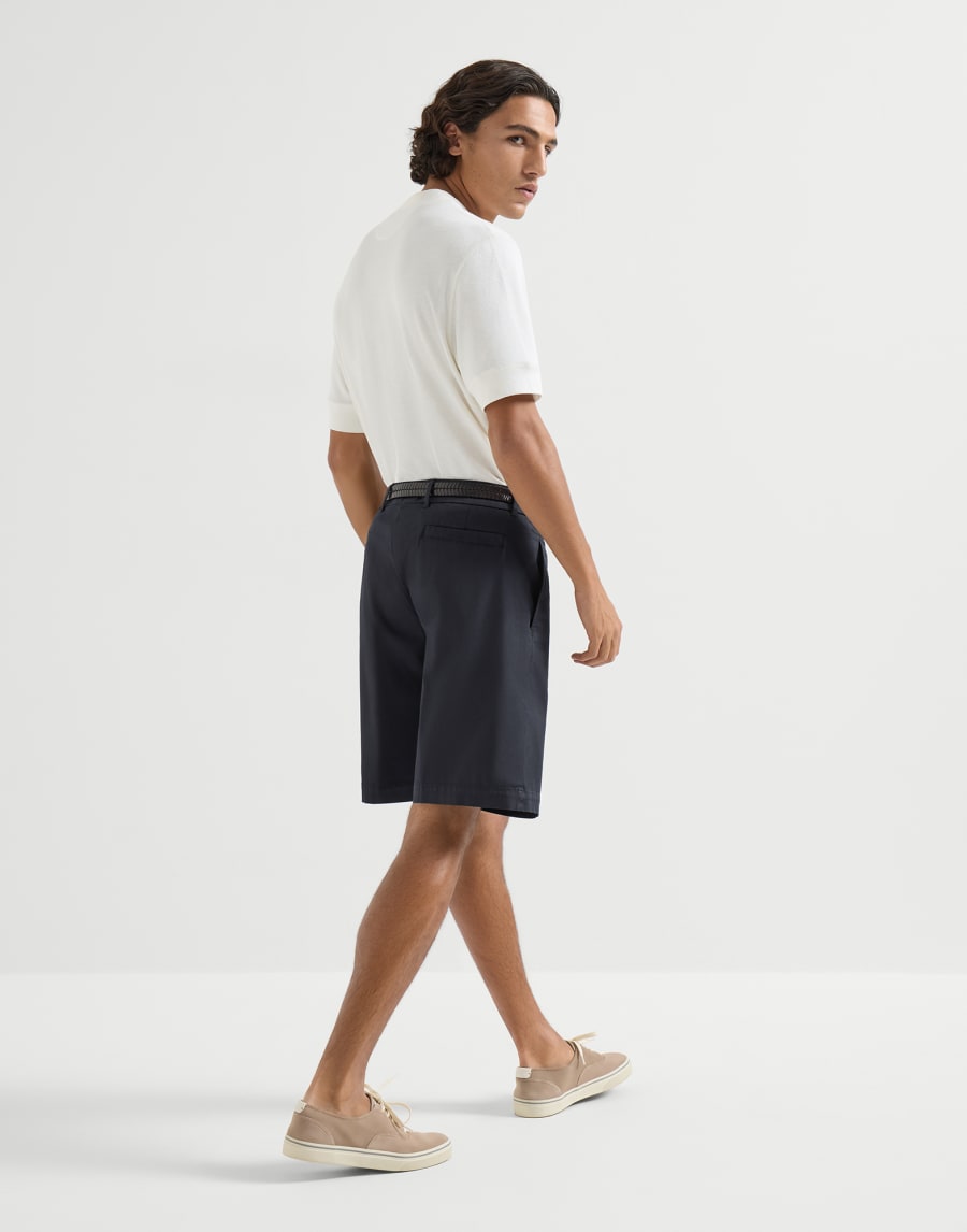 Garment-dyed Bermuda shorts Navy Blue Man - Brunello Cucinelli