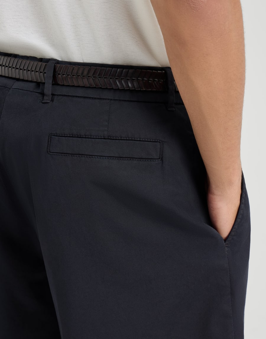 Garment-dyed Bermuda shorts Navy Blue Man - Brunello Cucinelli