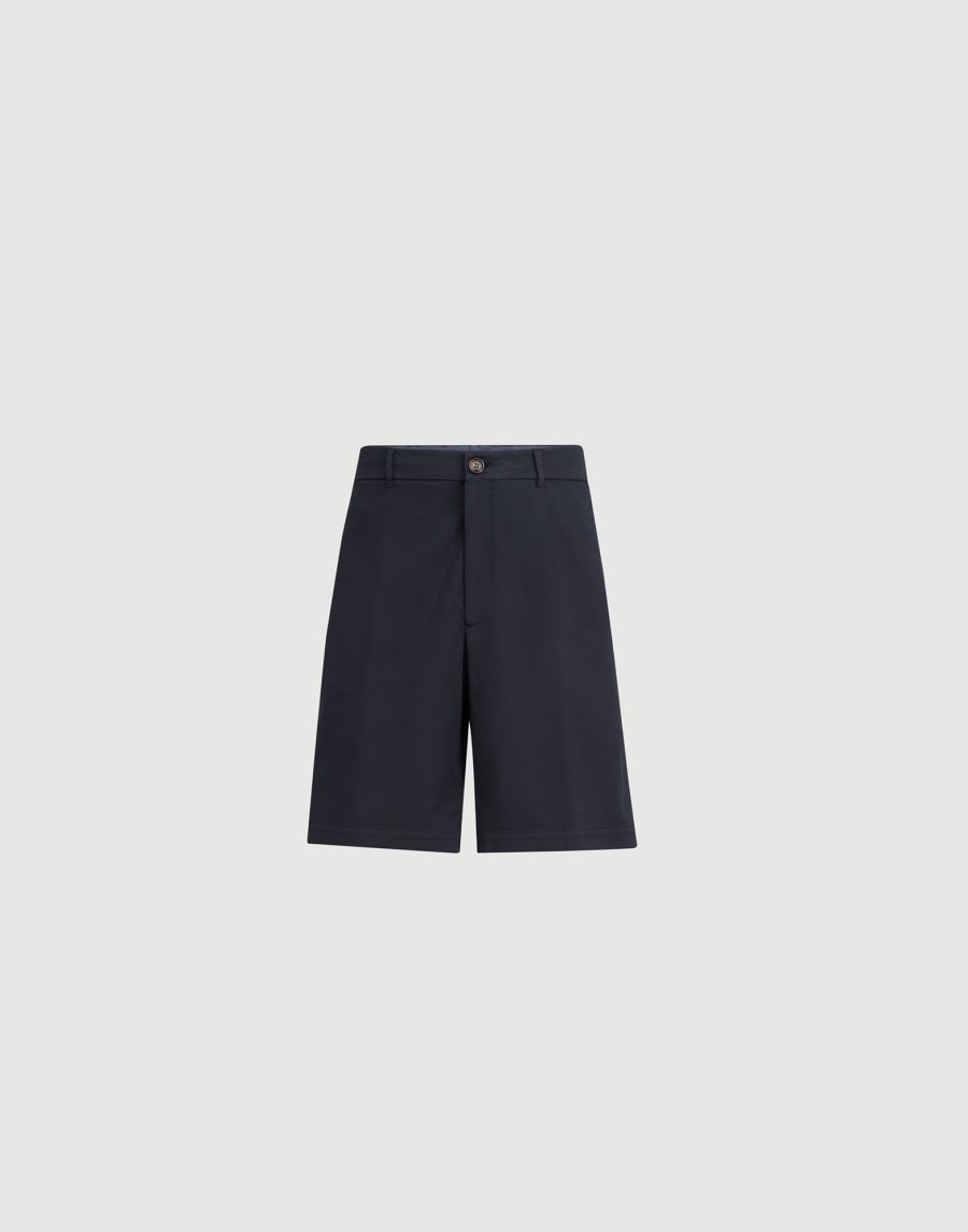 Garment-dyed Bermuda shorts Navy Blue Man - Brunello Cucinelli