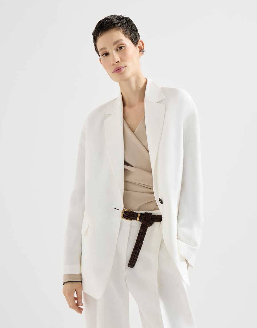 Fluid twill blazer Panama Woman - Brunello Cucinelli