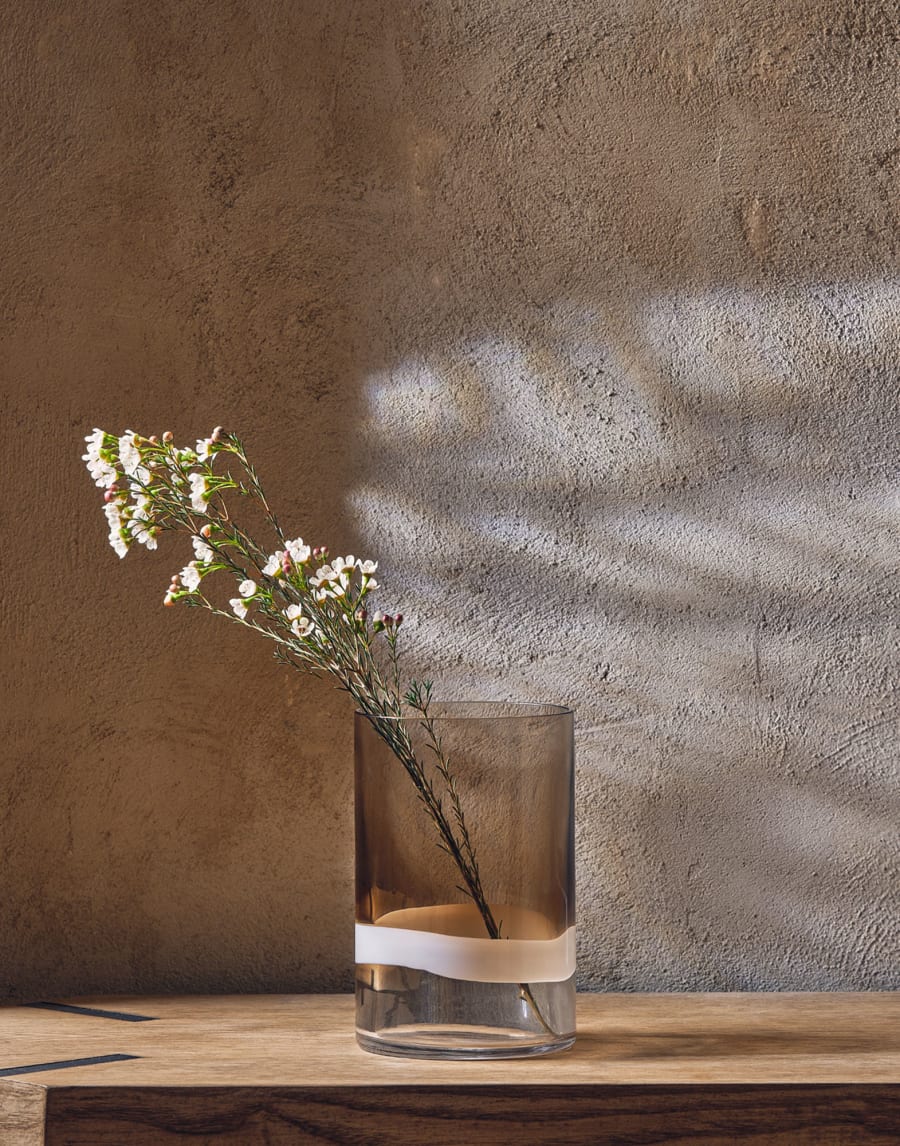 Murano glass small striped cilinder vase Natural Lifestyle - Brunello Cucinelli