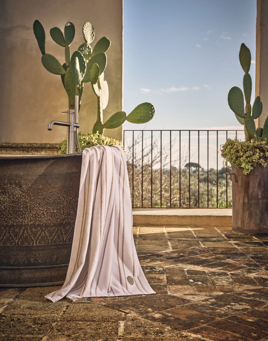 Striped terrycloth towel White Lifestyle - Brunello Cucinelli