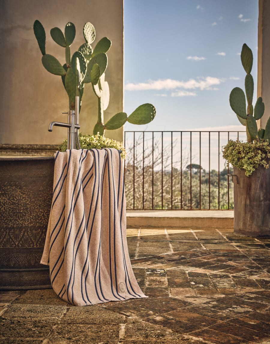 Striped terrycloth towel Blue Lifestyle - Brunello Cucinelli