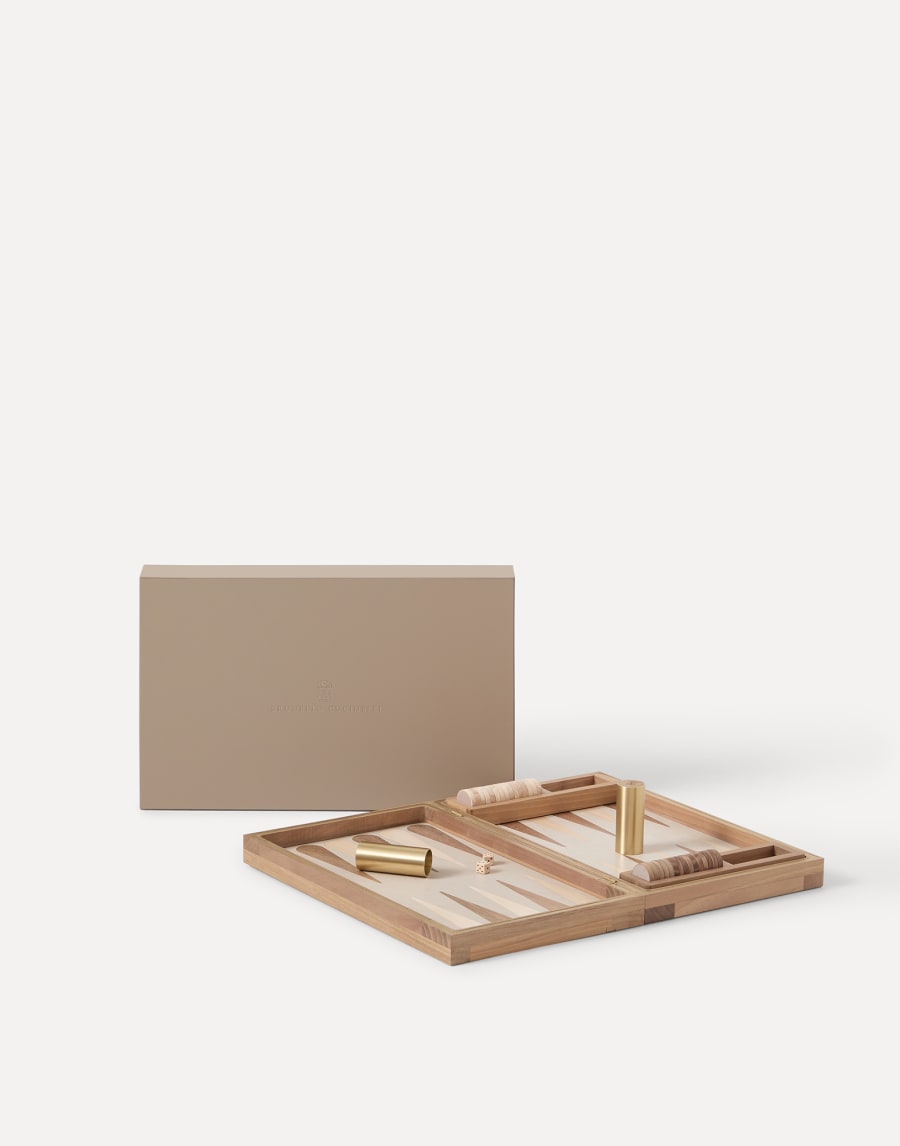 월넛 우드, Krion® & 브라스 주사위 놀이 세트 베이지 라이프스타일 - Brunello Cucinelli