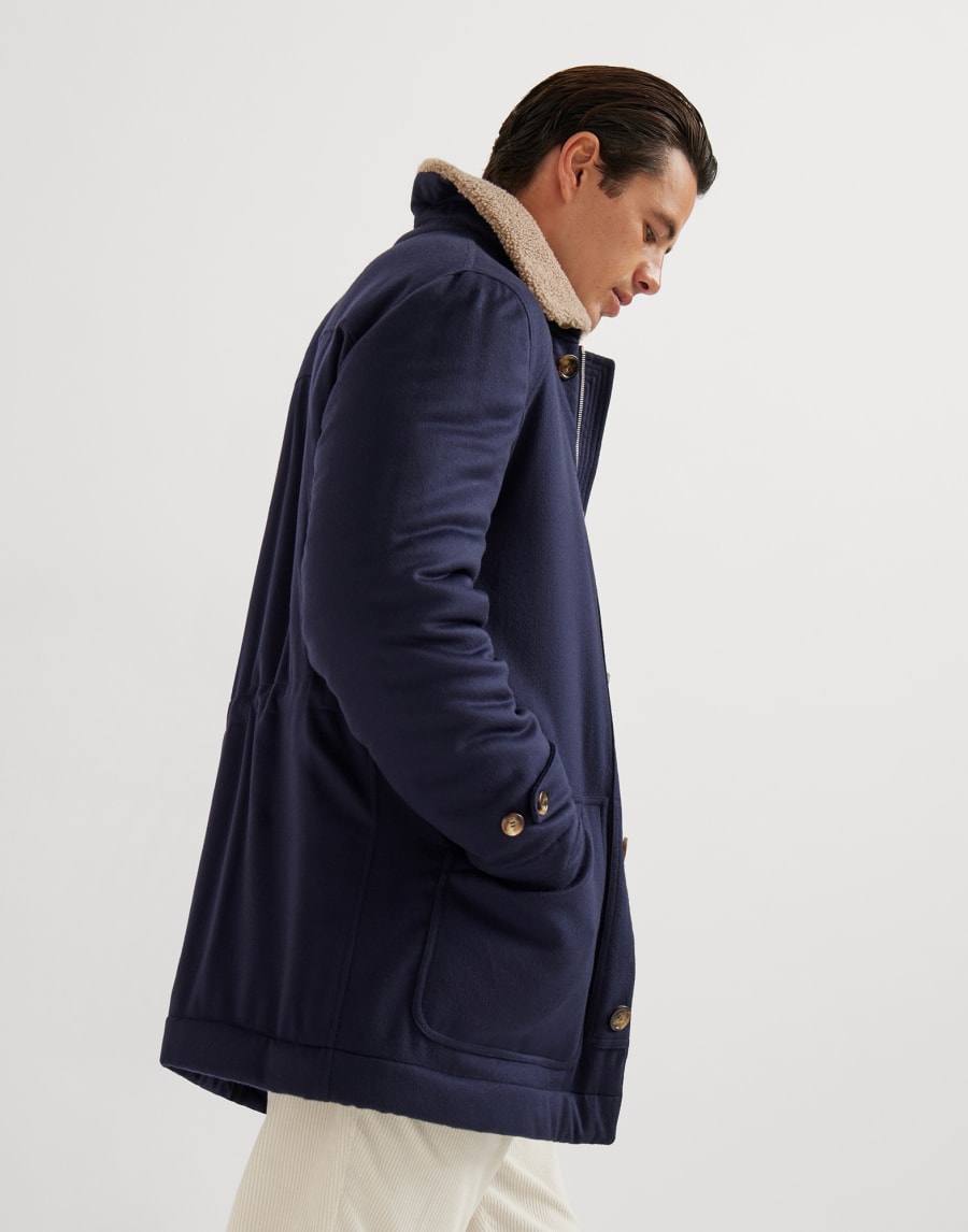 Cashmere and vicuña coat Navy Blue Man - Brunello Cucinelli