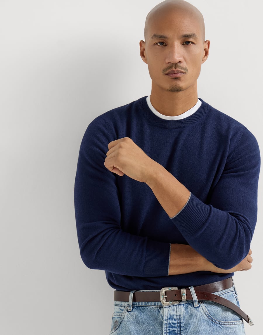 Cashmere and vicuña sweater Blue Man - Brunello Cucinelli