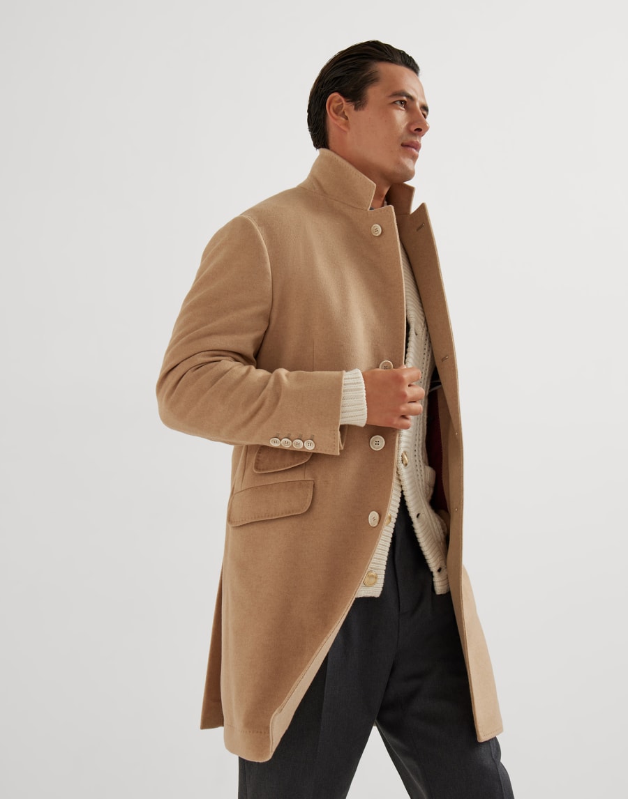 Cashmere beaver cloth coat Camel Man - Brunello Cucinelli
