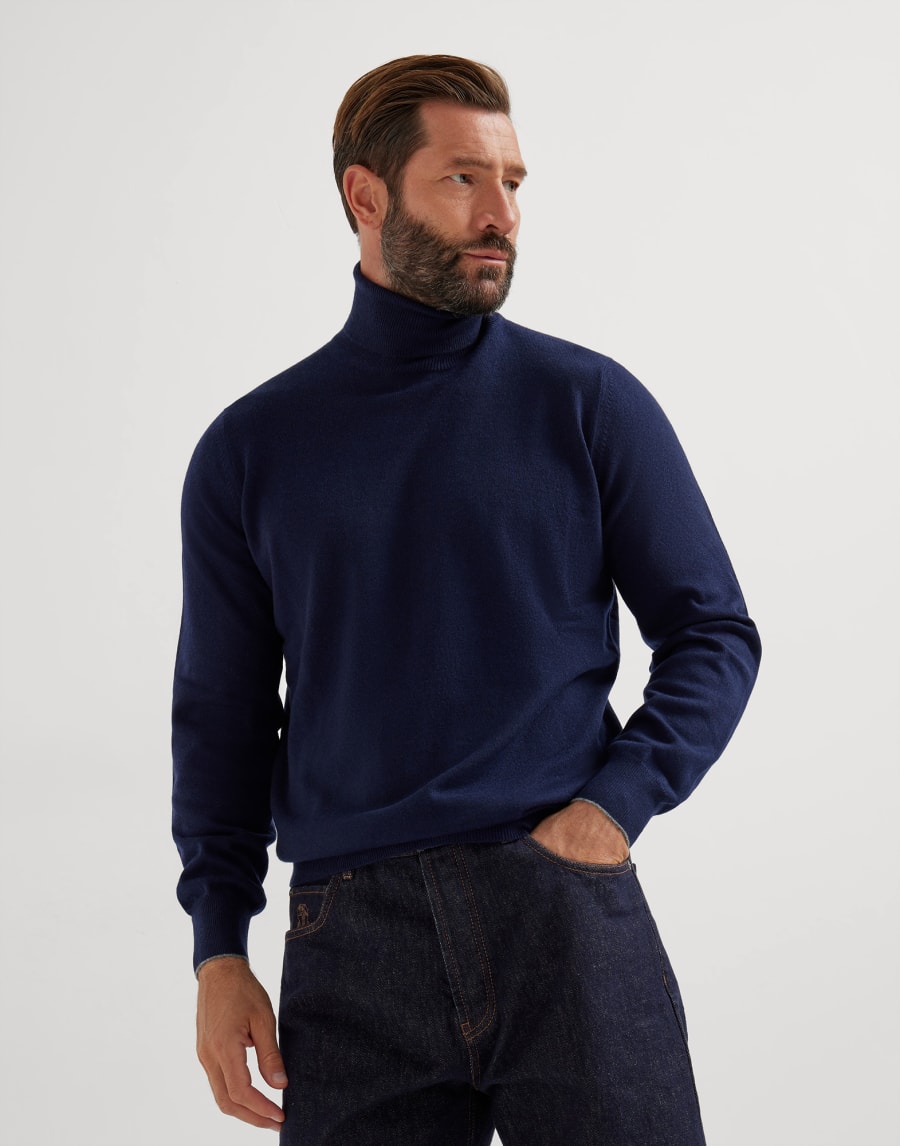 Cashmere and vicuña turtleneck sweater Night Man - Brunello Cucinelli