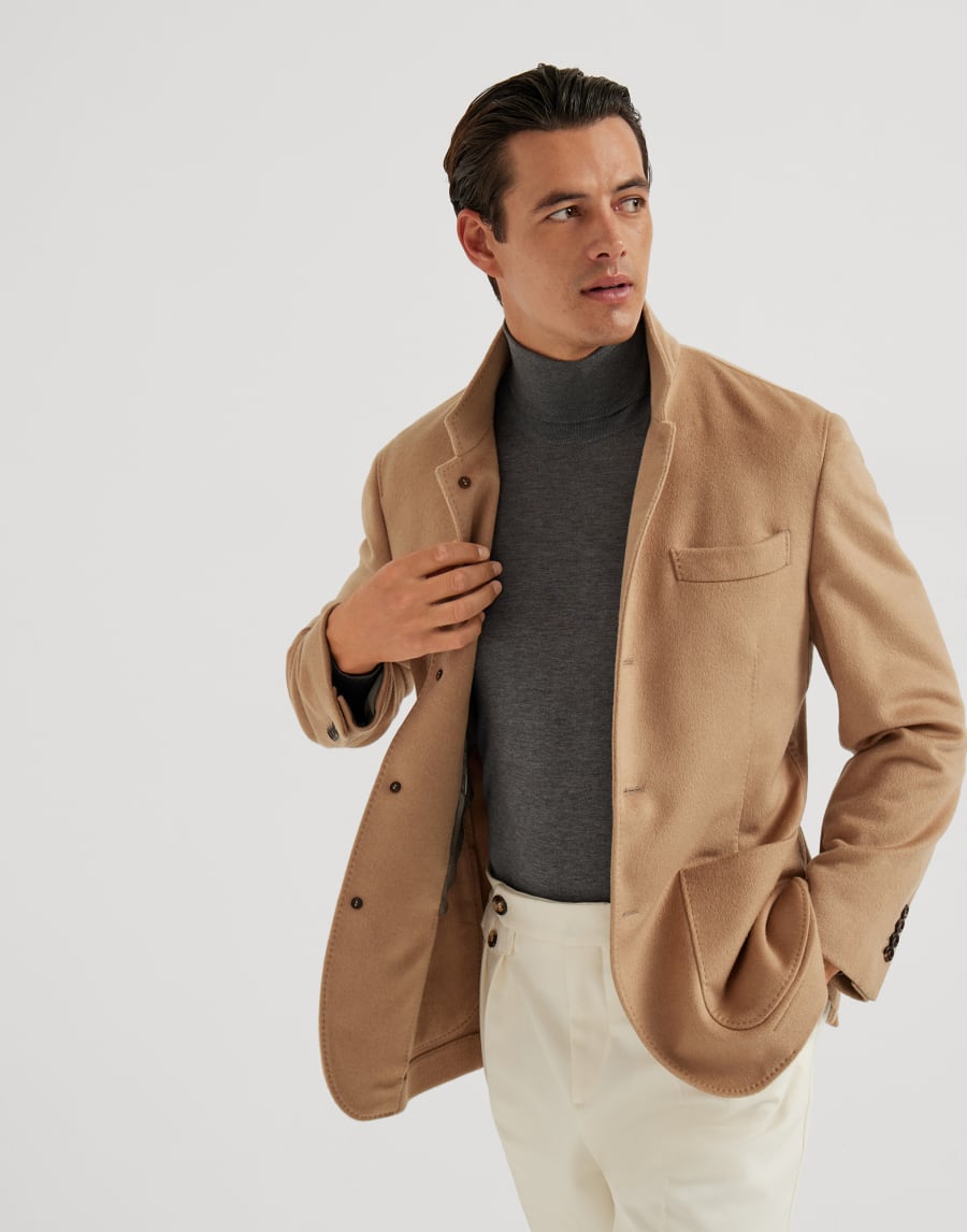 Vicuña beaver cloth outerwear Camel Man - Brunello Cucinelli