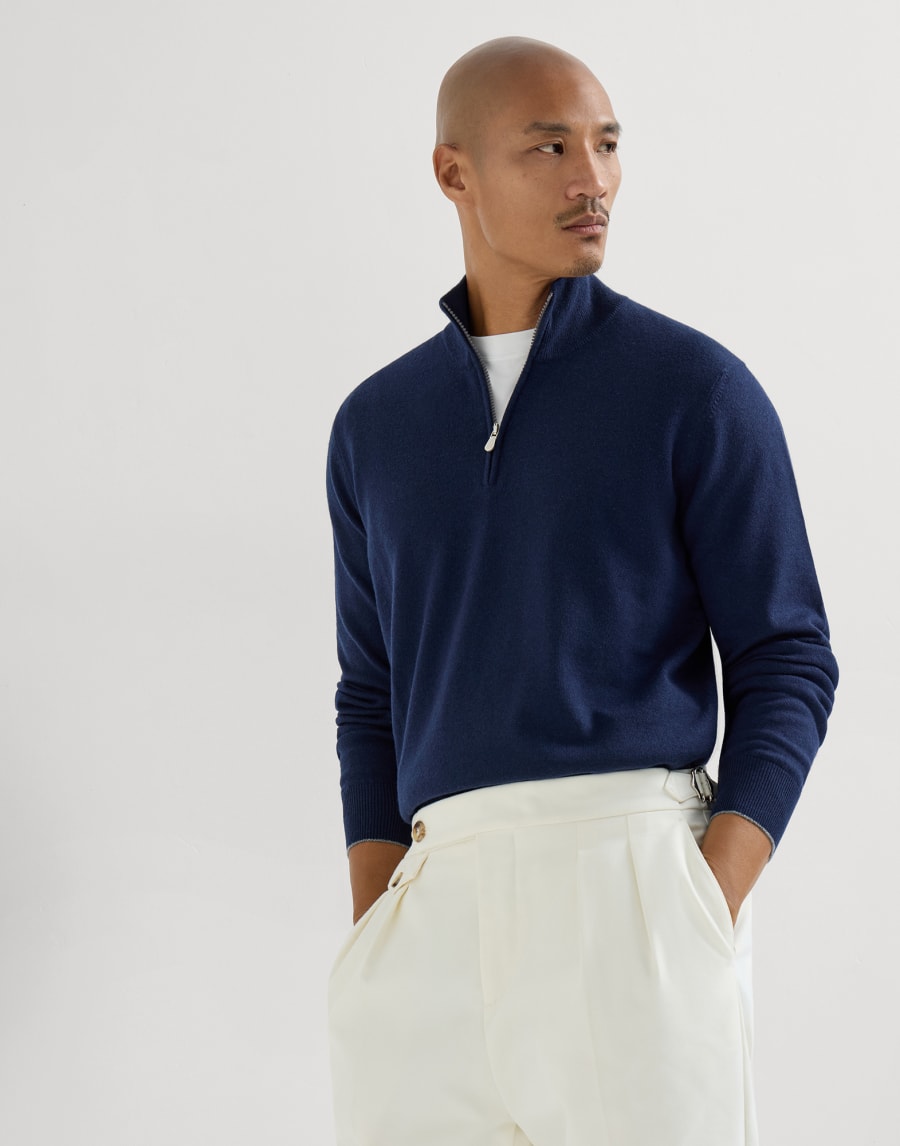 Cashmere and vicuña sweater Blue Man - Brunello Cucinelli