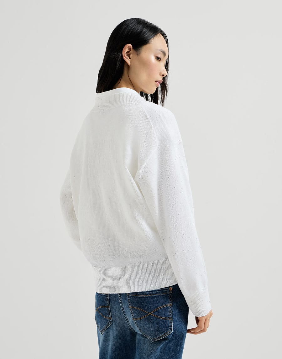 Linen and cotton Diamond yarn sweater White Woman - Brunello Cucinelli