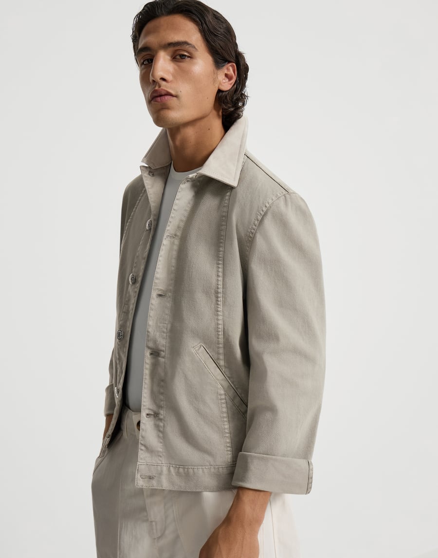 Garment-dyed outerwear jacket Khaki Man - Brunello Cucinelli