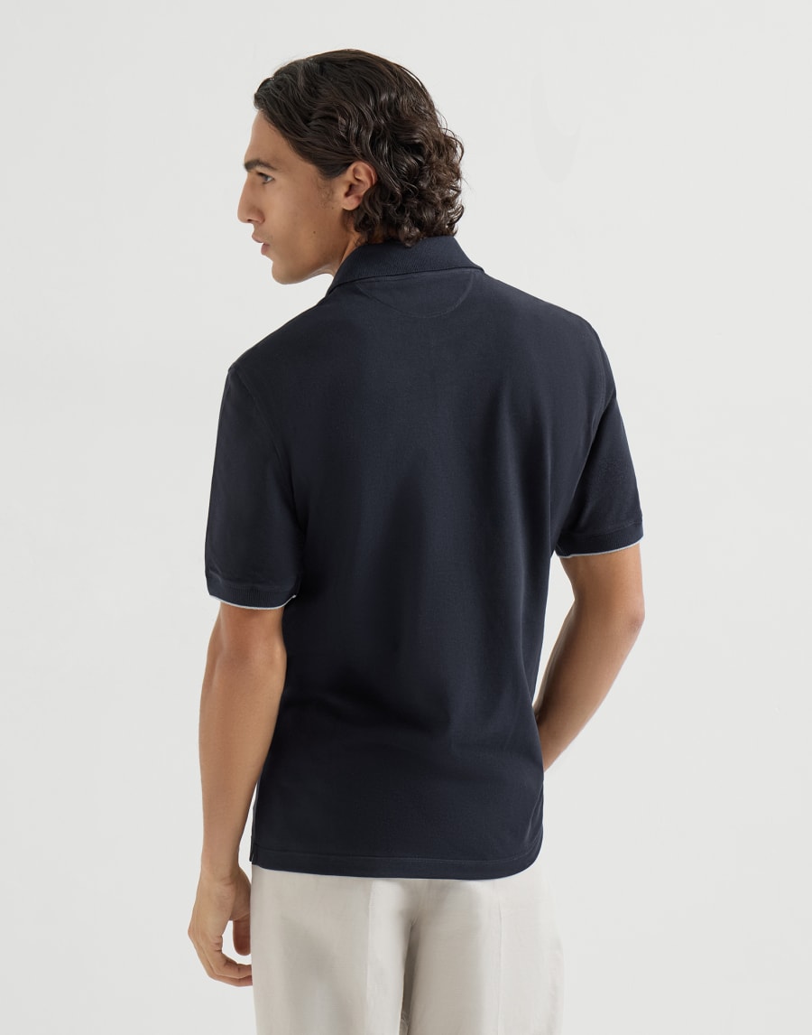 Piqué polo shirt Navy Blue Man - Brunello Cucinelli