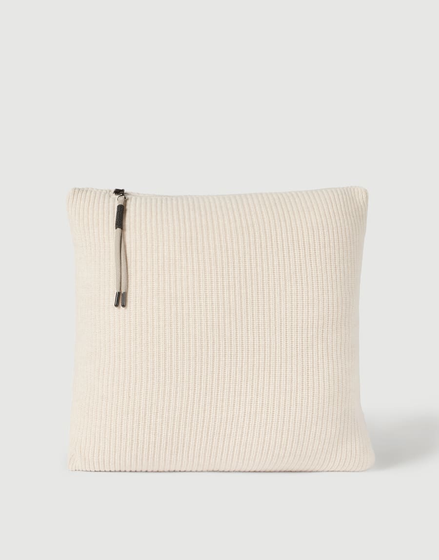 Shiny Zipper Pull knit cushion Buff Lifestyle - Brunello Cucinelli