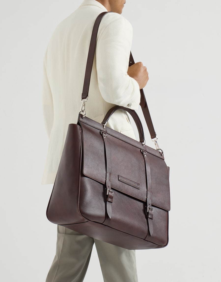 Портфель Casual из телячьей кожи Бургунди Мужчина - Brunello Cucinelli