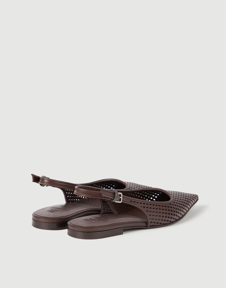 Calfskin net slingback flats Brown Woman - Brunello Cucinelli