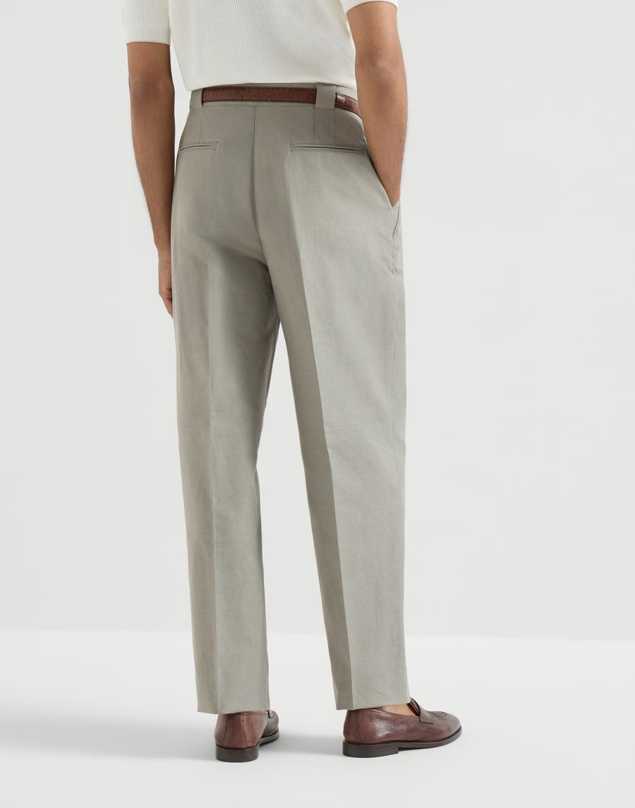 Cotton and linen trousers Khaki Man - Brunello Cucinelli