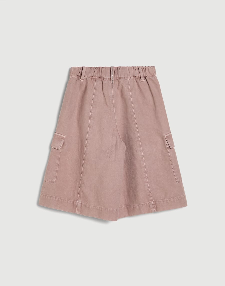 Wide Long Bermuda Shorts with monili Pink Girls - Brunello Cucinelli