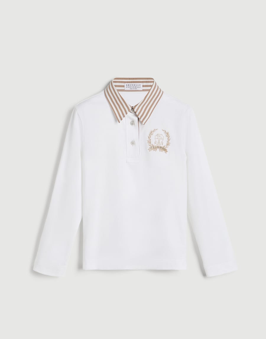 Polo with Embroidery White Girls - Brunello Cucinelli
