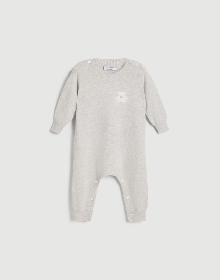 Bernie Baby knit coverall Light Grey Baby - Brunello Cucinelli