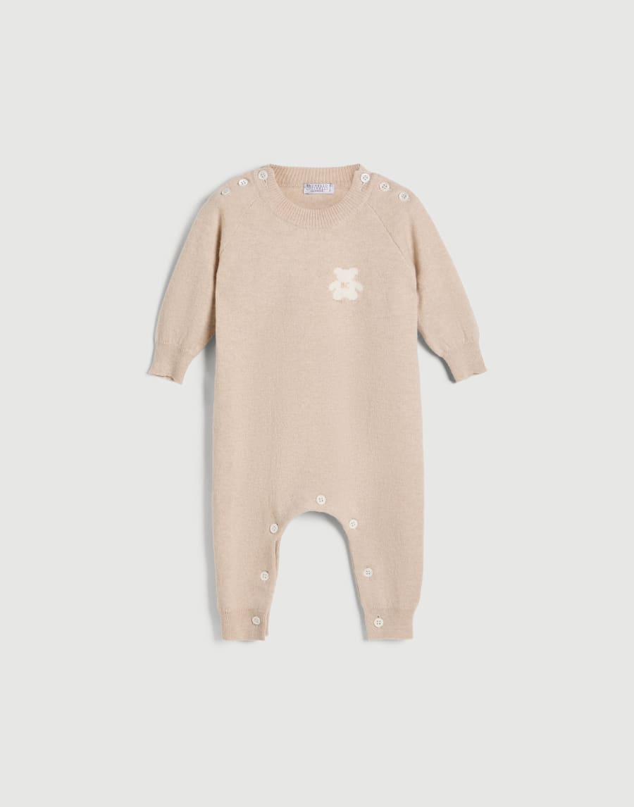 Bernie Baby knit coverall Beige Baby - Brunello Cucinelli