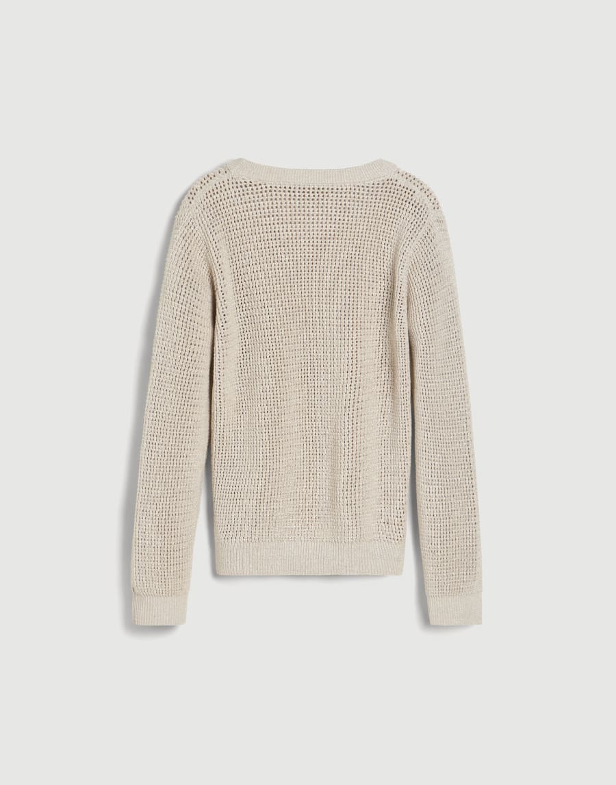 Sparkling cotton ribbed net sweater Oat Girls - Brunello Cucinelli