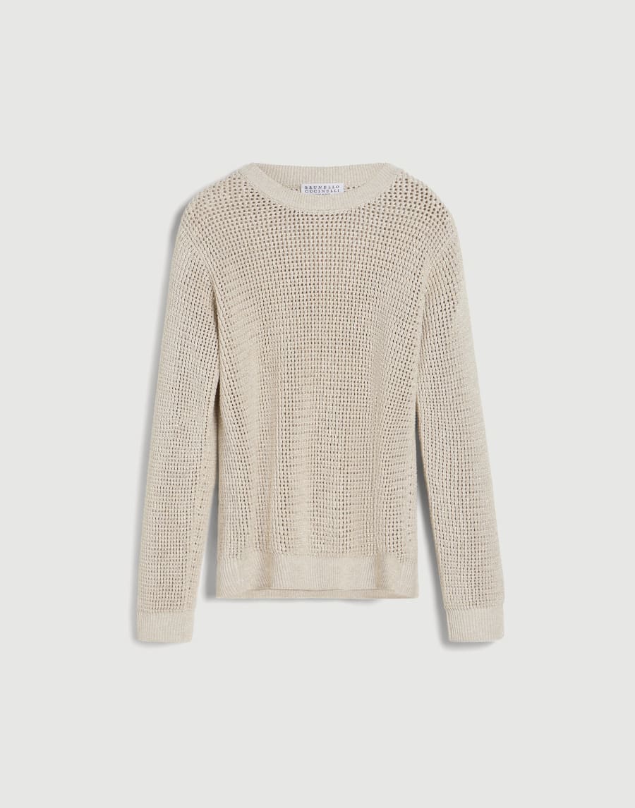 Sparkling cotton ribbed net sweater Oat Girls - Brunello Cucinelli